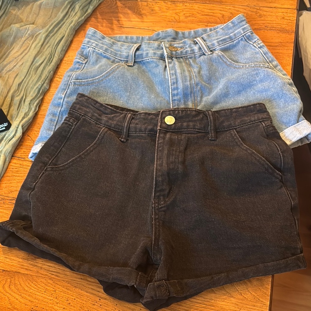 SHEIN Denim Shorts Duo in Blue and Black